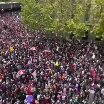 Tens of thousands protested in Melbourne today