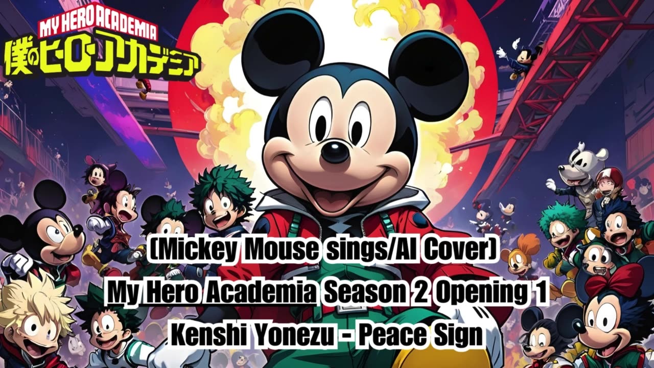 [Mickey Mouse sings/AI Cover] My Hero Academia Season 2 Opening 1 Kenshi Yonezu - Peace Sign