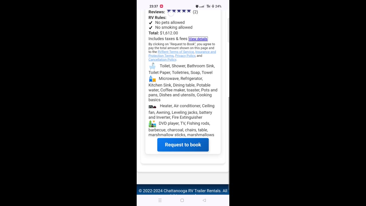 How to book RV Trailer Chattanooga TN