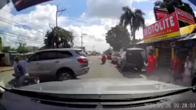 Motorbike and Car in Collision