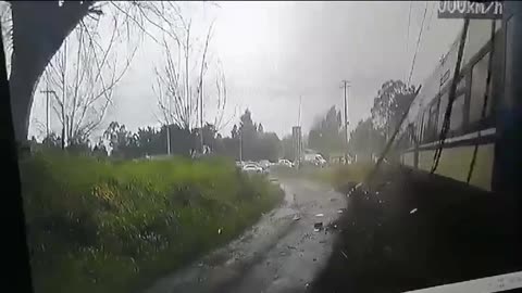 In Chile, a bus driver wanted to jump in front of an approaching train!