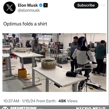 Optimus folds a shirt