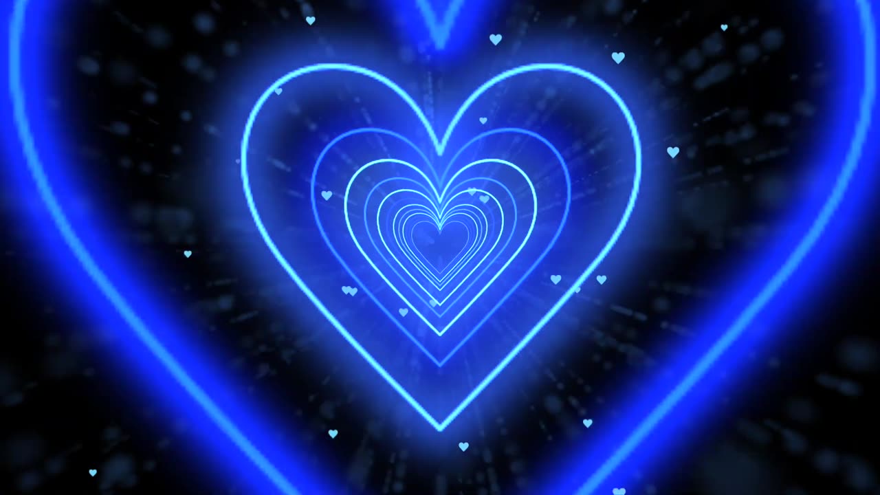 091. Neon Lights Love Heart Tunnel Background💙Blue Heart Heart Background corazones blanco y negro