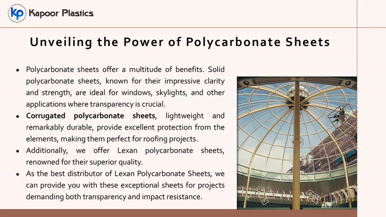 Kapoor Plastics: Your Reliable Supplier of High-Quality Polycarbonate Sheets