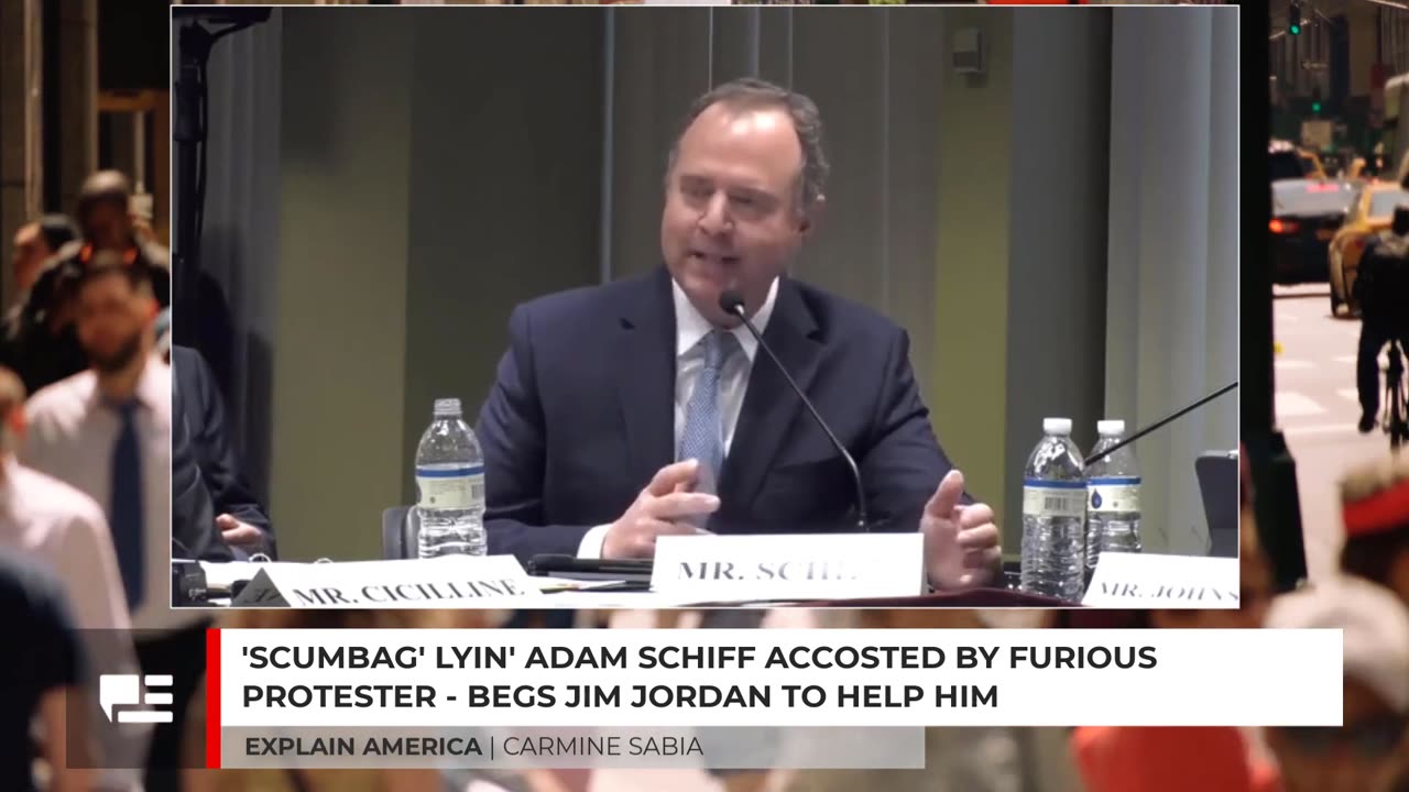 'SCUMBAG': Lyin' Adam Schiff Gets Accosted by Angry Protester - Begs Jim Jordan To Help Him