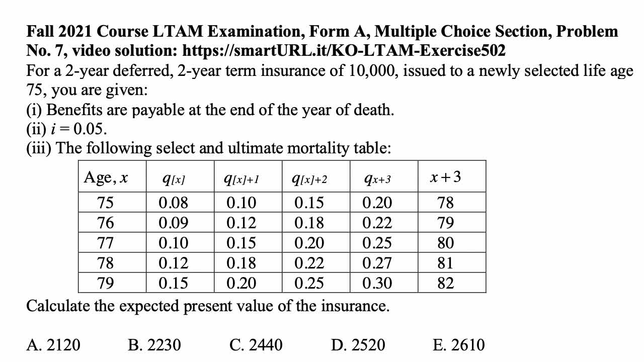 Exam LTAM exercise for December 13, 2021