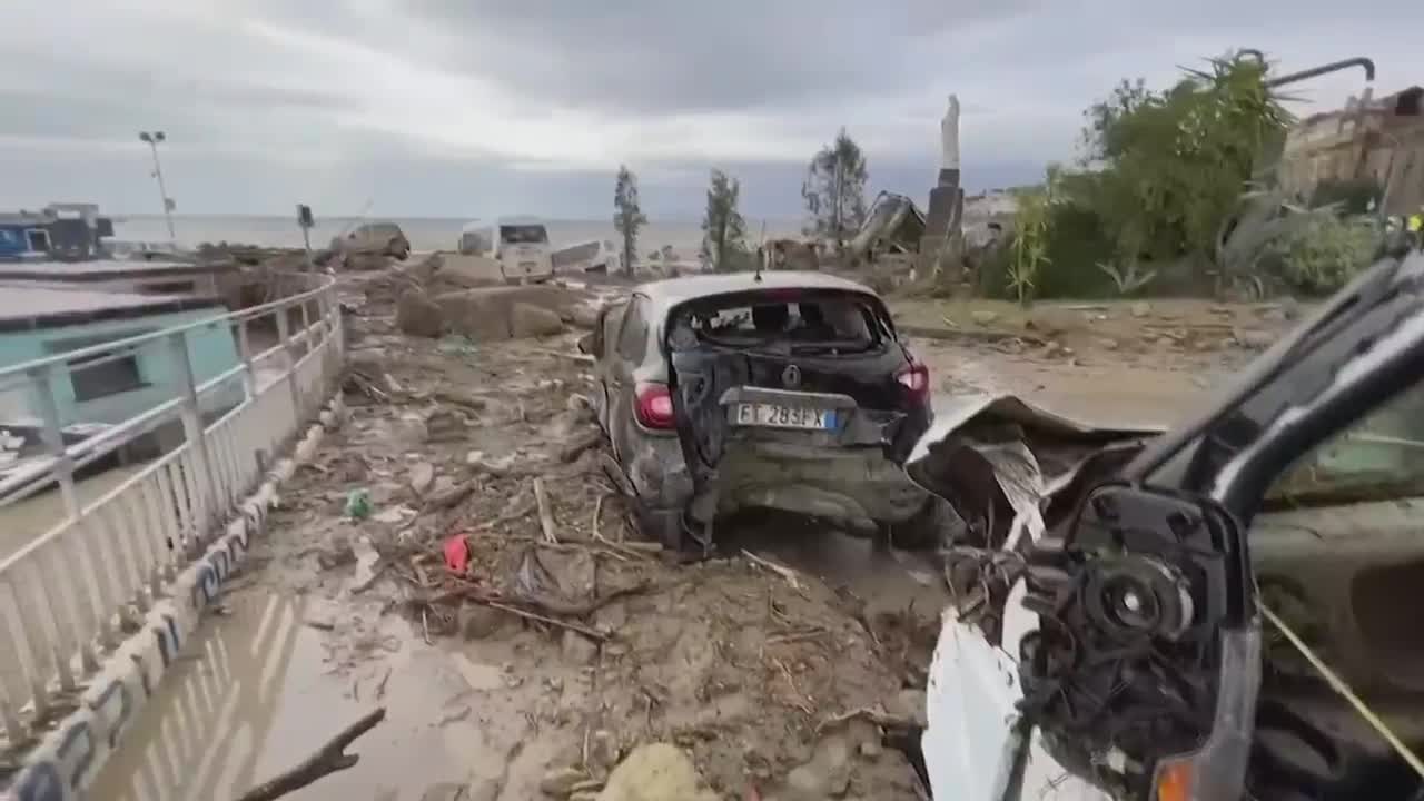 Italian rescuers search for missing in island landslide