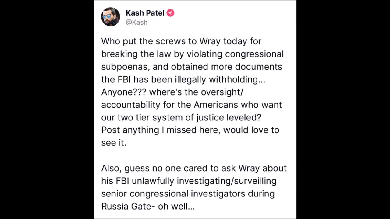 Kash Patel - Two Tier justice system