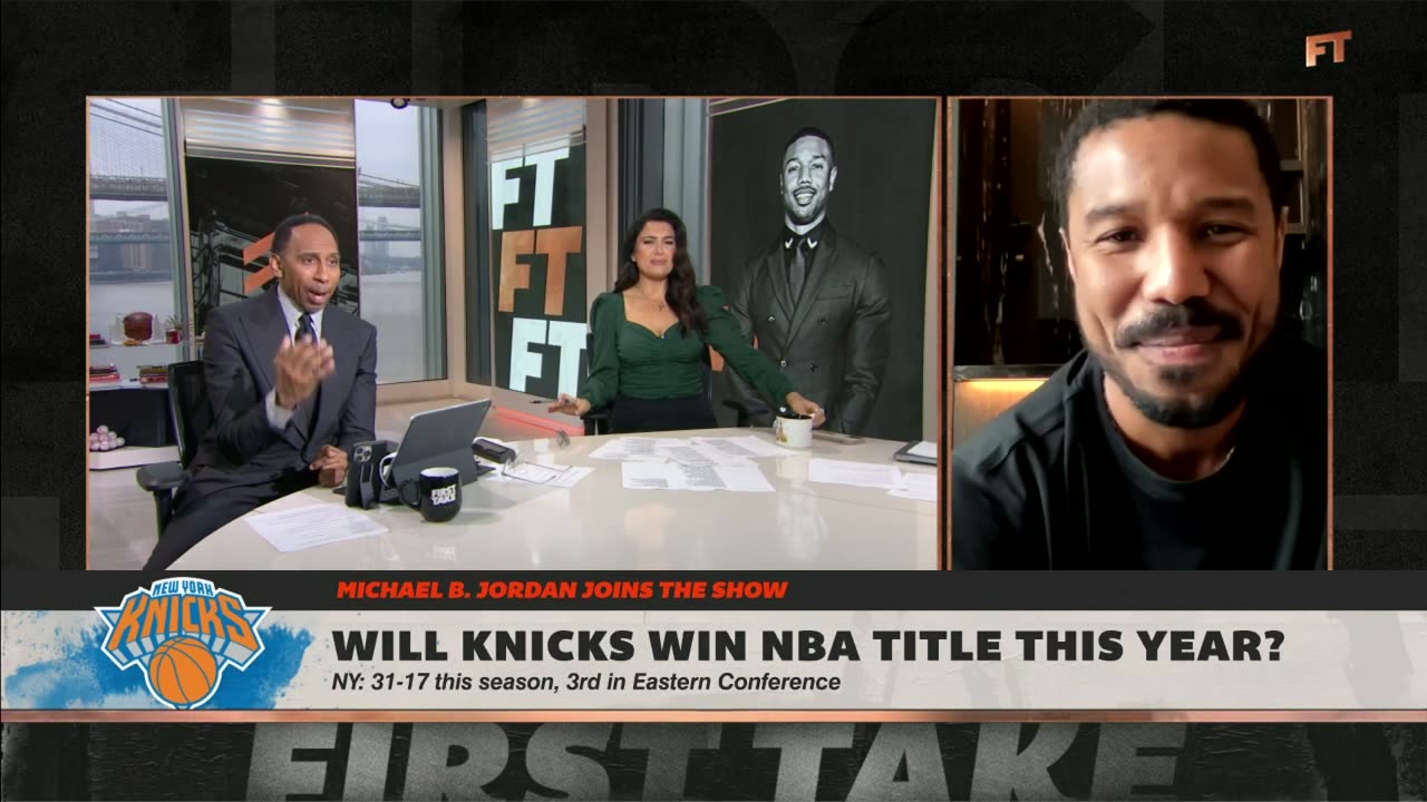 Michael B. Jordan talks Knicks, Giants, Super Bowl LVIII, HBCUs & more! 🎤 First Take