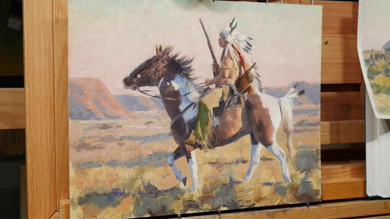 Proud Prancer Native American Oil Painting Time Lapse