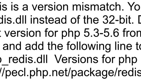 Redis for php 54 got fatal error Class 39Redis39 not found in Windows machine