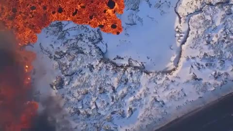 LAVA OVER SNOW IN ICELAND ~LAND OF FIRE & ICE