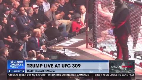 PRESIDENT TRUMP HAS A CANDID MOMENT FROM SEAT TO RING WITH FIGHTER!