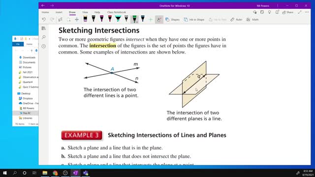 Geometry Section 1-1 - Examples and Intersections