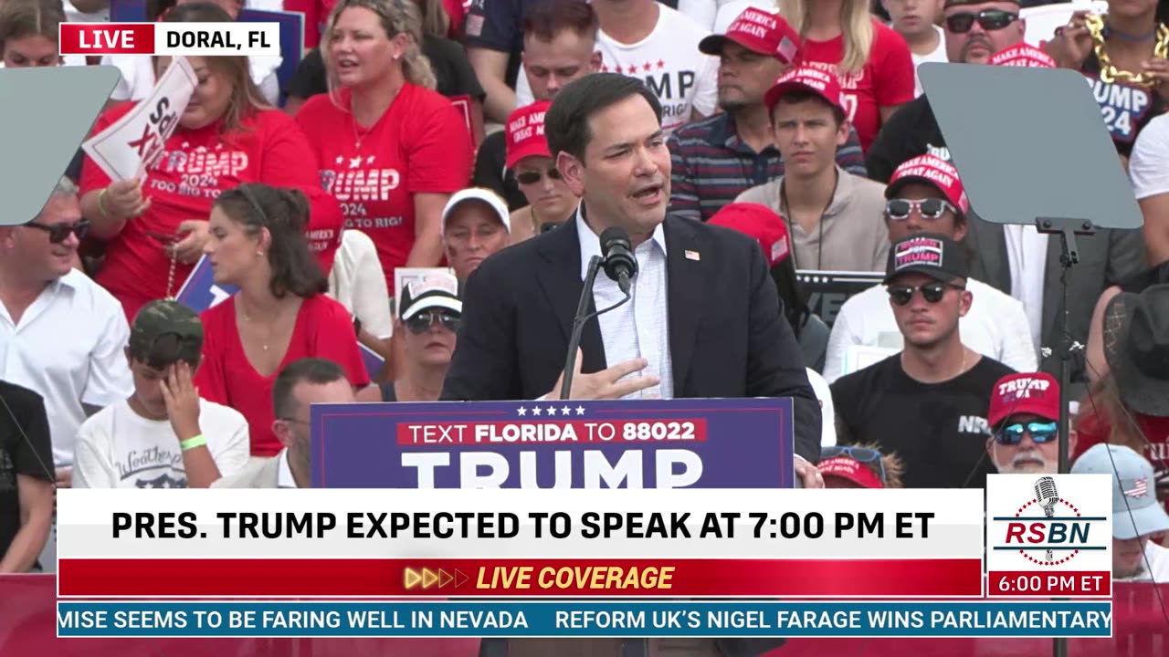 WATCH: Sen. Marco Rubio Remarks During Trump Rally in Doral, Florida - 7/9/24