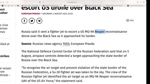 Russian Su-30 jet chases US MQ-9A Reaper drone over Black Sea. Perseverance, I guess.