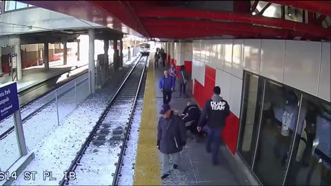 Shoving Elderly On Train Tracks