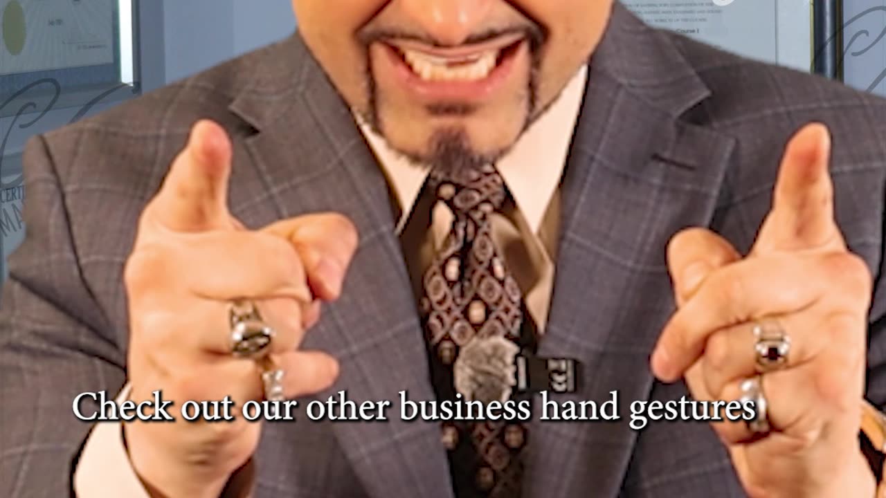 Business hand gestures! This one means "You"