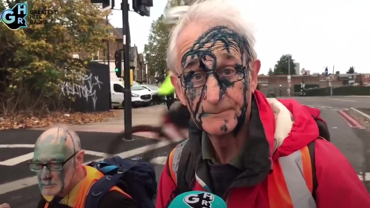 Insulate Britain protesters sprayed with ink as they block roads into London