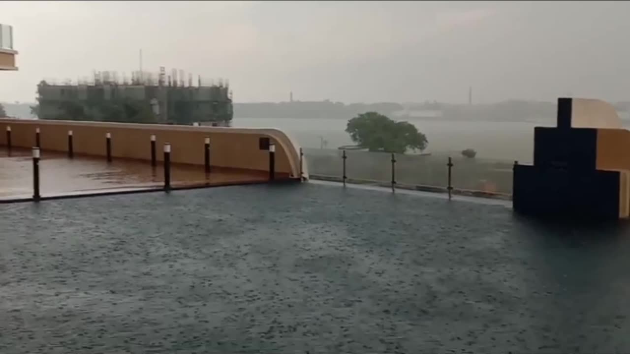 Raining in infinity pool