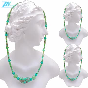 Natural turquoise 3mm beads handmade necklace high quality Genuine Gemstone