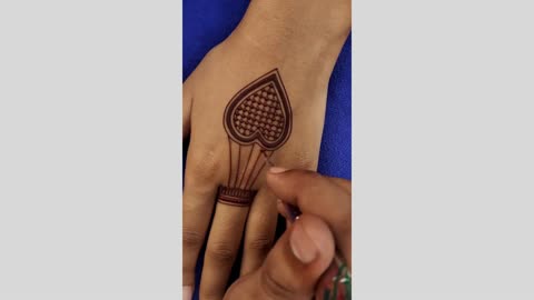 red colour henna heart ❤️ design for hand