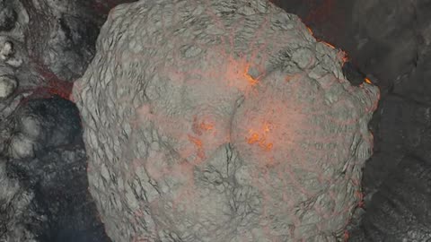 Drone footage of a volcanic eruption from above