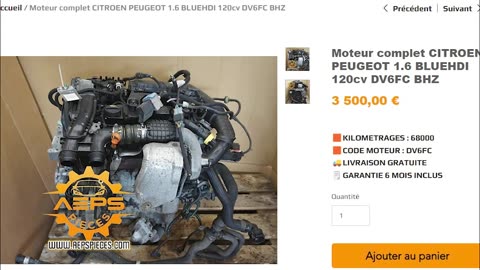 Moteur complet CITROEN PEUGEOT 1.6 BLUEHDI 120cv DV6FC BHZ