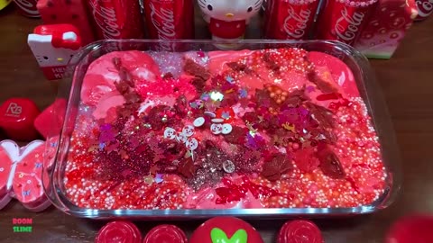 RED COKE SLIME! Festival of Color! Mixing Makeup & Glitter into Slime ! Satisfying Slime video & E