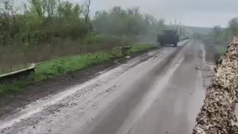 The movement of the Ukrainian tank under the cover of the BTR-4