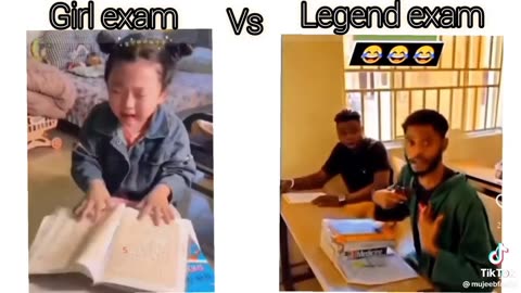 So funny 🤣🤣 how the little girl prepare her exams