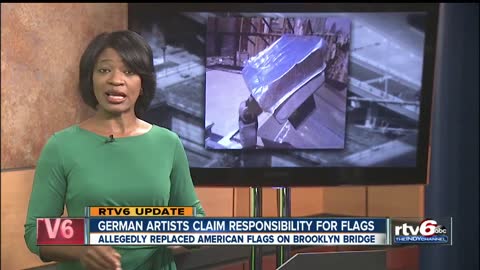 German artists: We switched Brooklyn Bridge flags