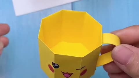 One of the easy way to make some pika cup | Pokemon paper cup