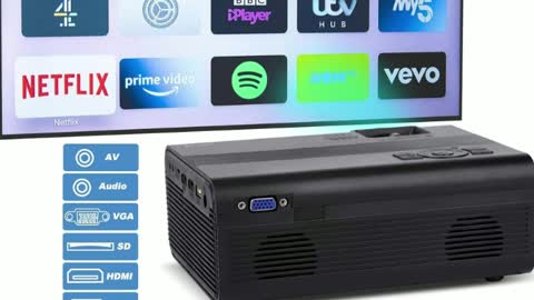 Living Enrichment Mini Projector, Built-in Dual Speaker and Full HD 1080p Movie Video Projector