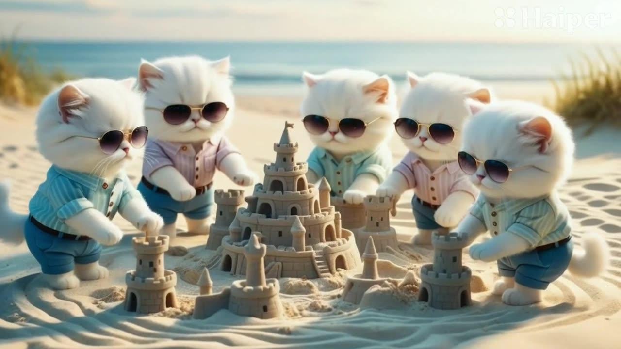 Cute Cats in the Beach