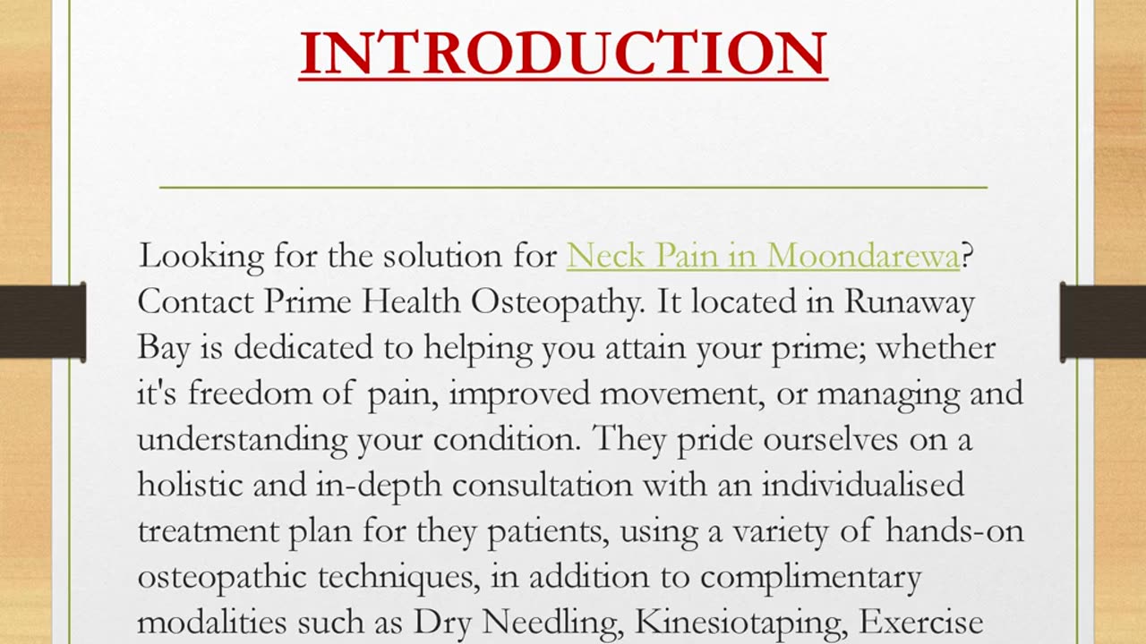 Looking for the solution for Neck Pain in Moondarewa?