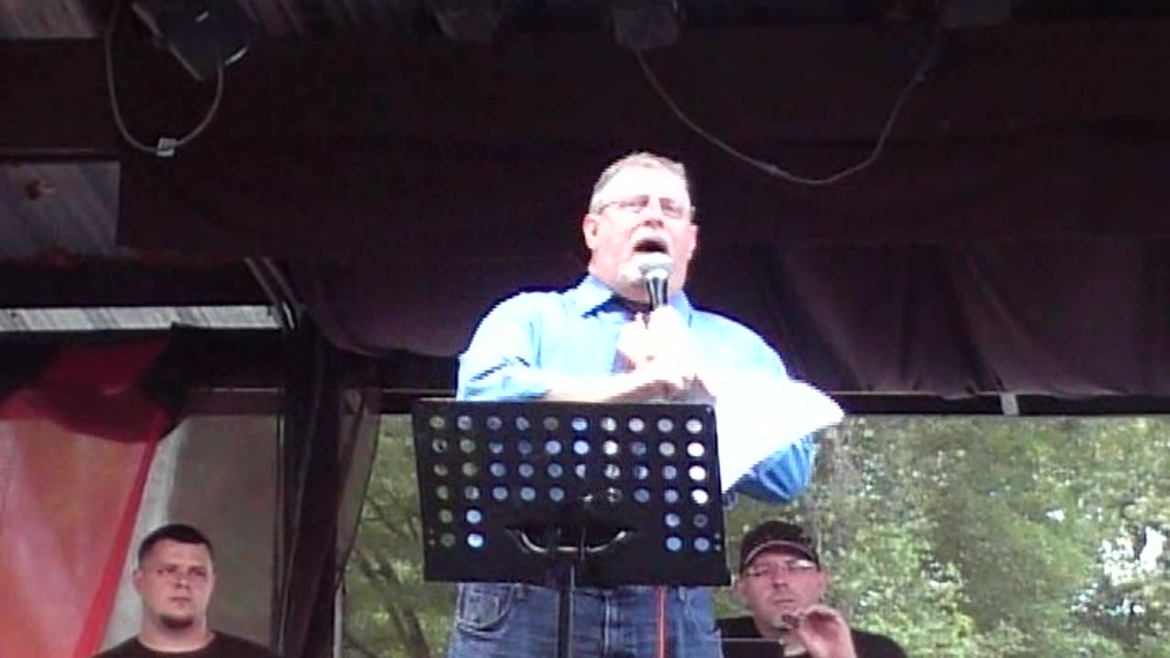 Pastor Jack Martin speaks at Deland Rally Blackrobe Regiment
