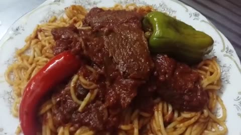 Tunisian spaghetti with lamb