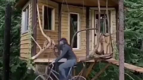 That’s just different. Entering the treehouse with a bicycle