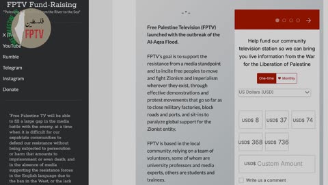FPTV urgent call for 1000 monthly $10 donors https://FreePalestine.Video