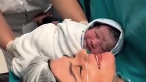 Baby after birth c section mommy
