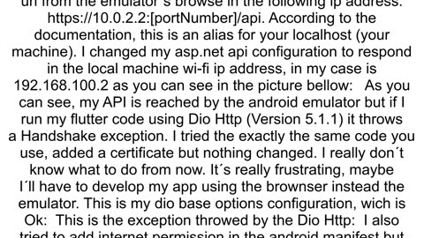 Flutter error in Dio https request HandshakeException Handshake error in client OS Error TLSV1_ALER