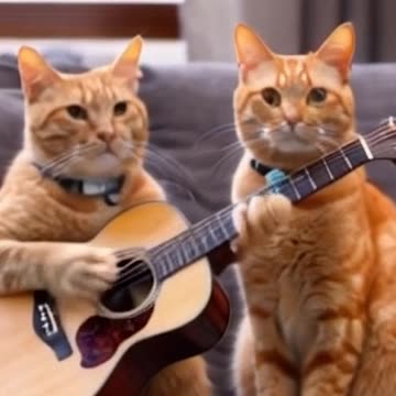 cat playing guitar