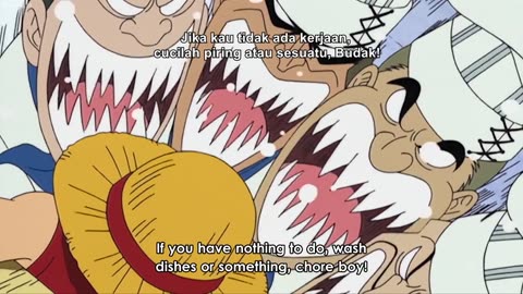 Funny Moment at Baratie - Luffy ruined the whole kitchen while being a slave at restaurant.