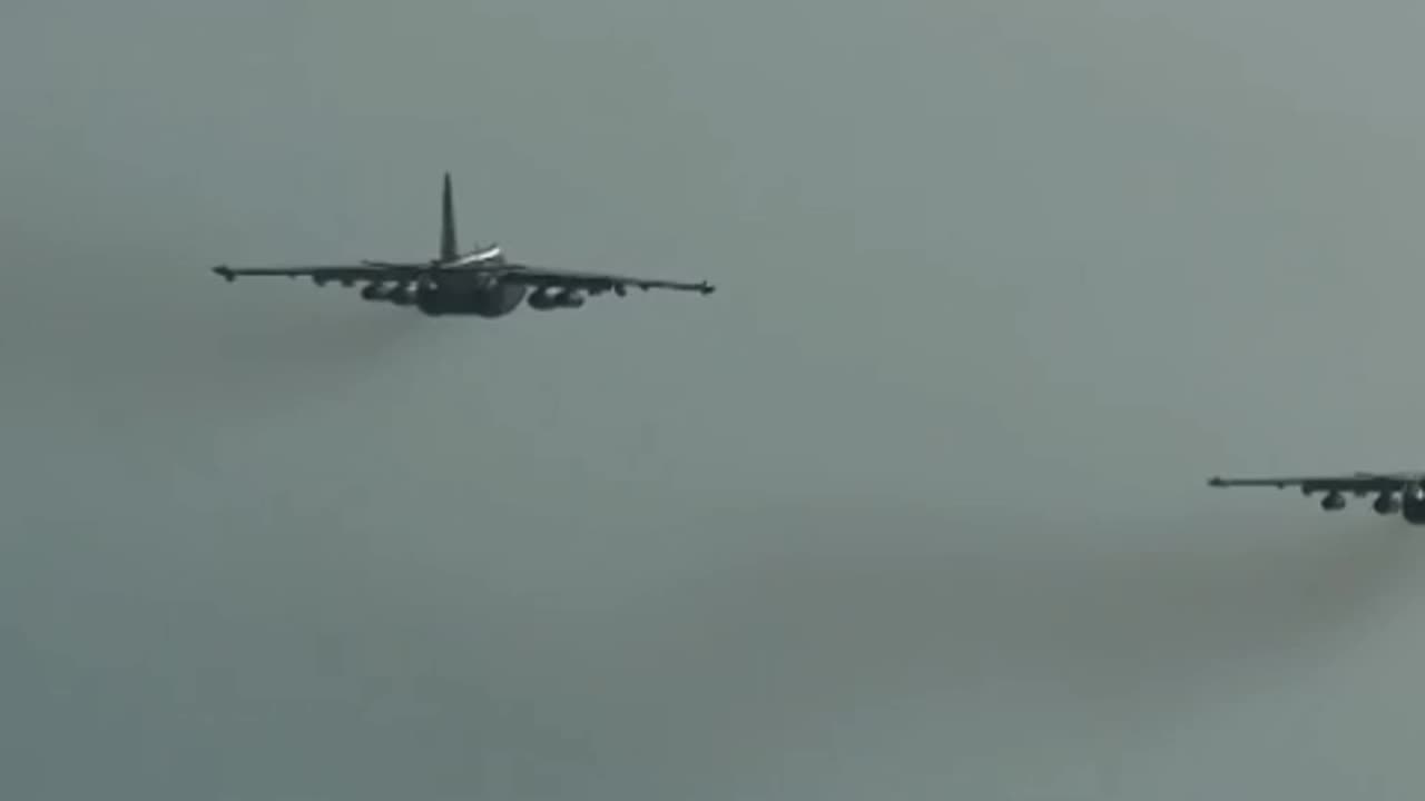 Su-25 attack aircraft of the Eastern Military District in action