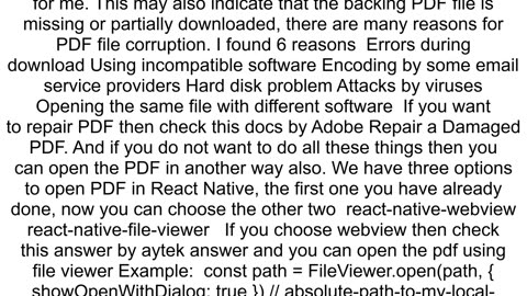 reactnativepdf file not in PDF format or corrupted