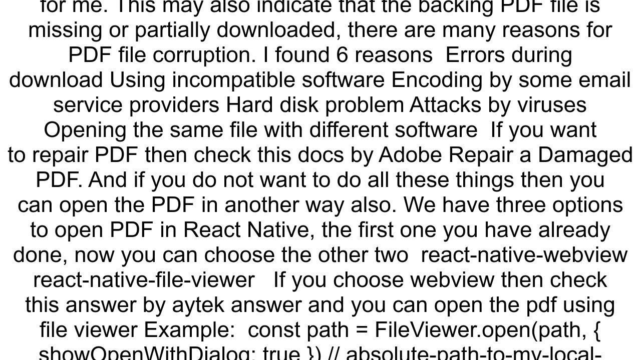 reactnativepdf file not in PDF format or corrupted