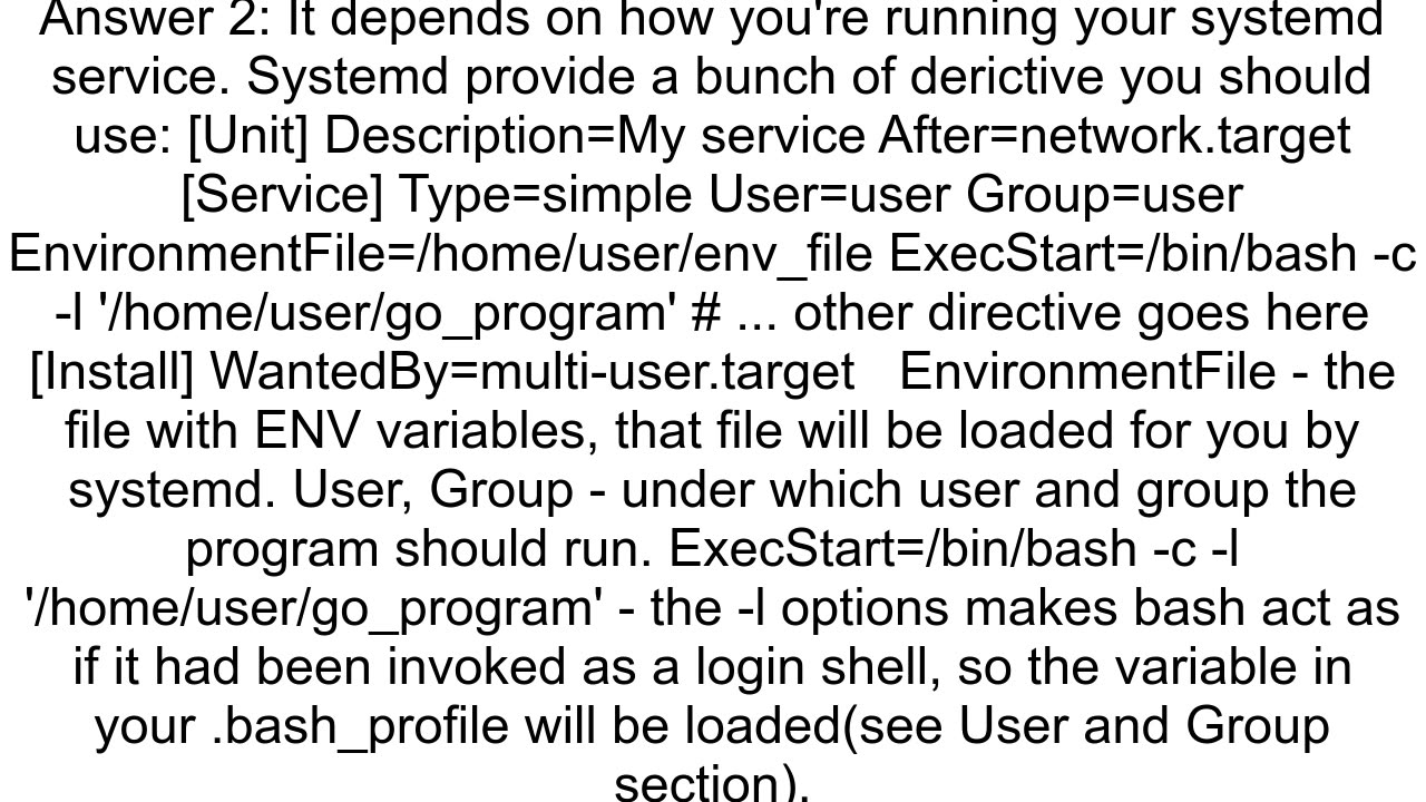 How to fix environment variables not working while running from systemd service in Go