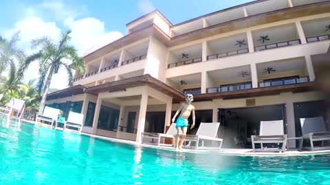 Hotel Pool Jumps Fun - Seychelles Holidays