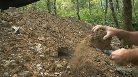 Building permanent hidden stone shelter to survive | Bushcraft & Stonecraft secret access tunnel